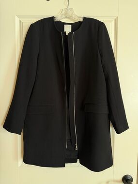H&M Black Zip-Front Trench Coat